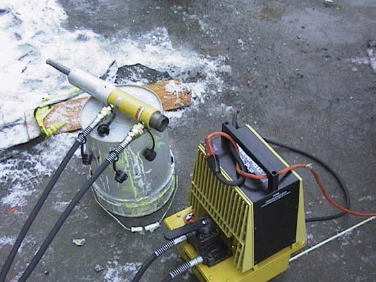 Close up of concrete spaller